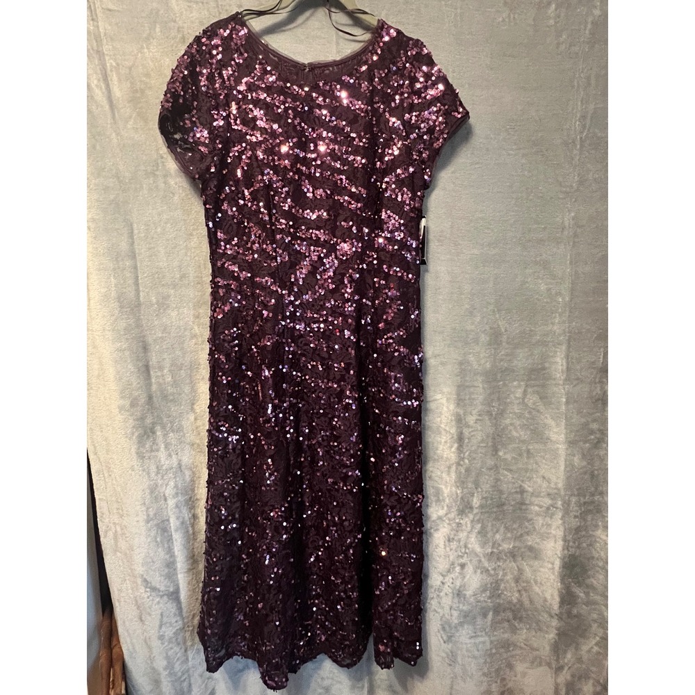 Ignite Evenings Sequin Dress 10 Eggplant Midi Formal Party Cocktail
Wedding